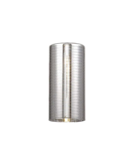 C-Lighting Capel 100x200mm Tall Cylinder Lined Chrome Glass Shade - 33318