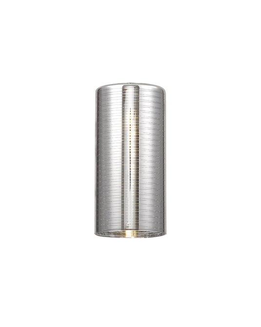 C-Lighting Capel 100x200mm Tall Cylinder Lined Chrome Glass Shade - 33318