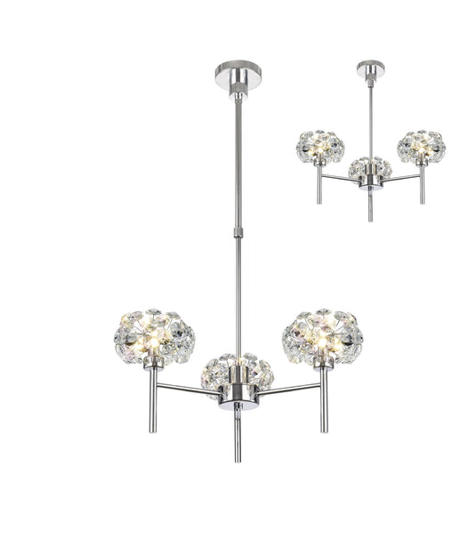C-Lighting Capel/Orion 3 Light G9 Telescopic Light With Polished Chrome And Crystal Shade - 33384