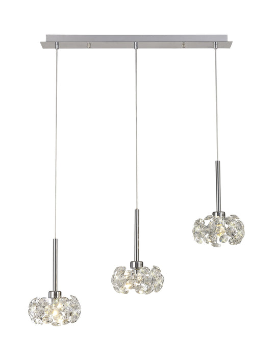 C-Lighting Capel/Orion 3 Light G9 2m Linear Pendant With Polished Chrome And Crystal Shade - 33378