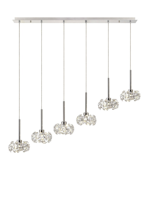 C-Lighting Capel/Orion 6 Light G9 2m Linear Pendant With Polished Chrome And Crystal Shade - 33379