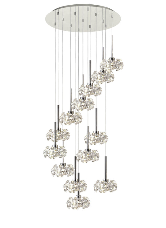 C-Lighting Capel/Orion 13 Light G9 2.5m Round Multiple Pendant With Polished Chrome And Crystal Shade - 33382