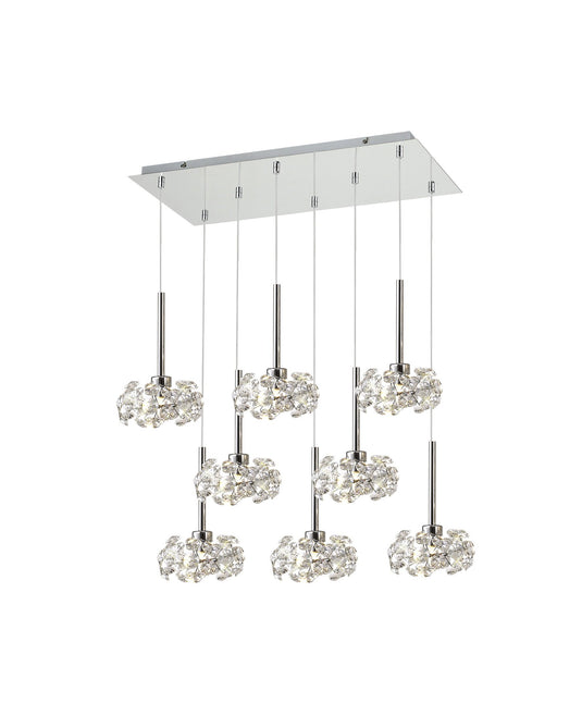 C-Lighting Capel/Orion 8 Light G9 2m Rectangle Multiple Pendant With Polished Chrome And Crystal Shade - 33383