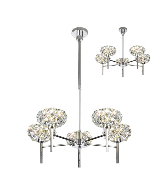 C-Lighting Capel/Orion 5 Light G9 Telescopic Light With Polished Chrome And Crystal Shade - 33385