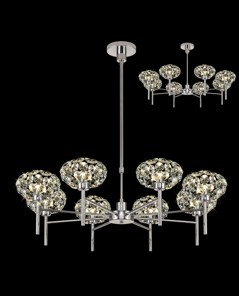 Load image into Gallery viewer, C-Lighting Capel Polished Chrome 8 Light G9 Universal Telescopic/Semi Flush, Suitable For A Vast Selection Of Glass Shades - 32973
