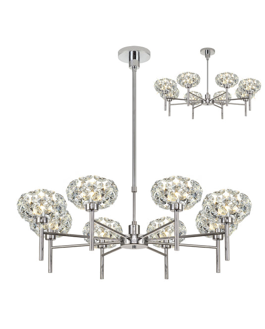 C-Lighting Capel Polished Chrome 8 Light G9 Universal Telescopic/Semi Flush, Suitable For A Vast Selection Of Glass Shades - 32973