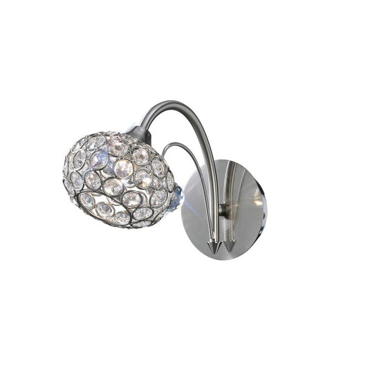 Diyas IL30931 Cara Wall Lamp Switched 1 Light Satin Nickel/Crystal - 38194