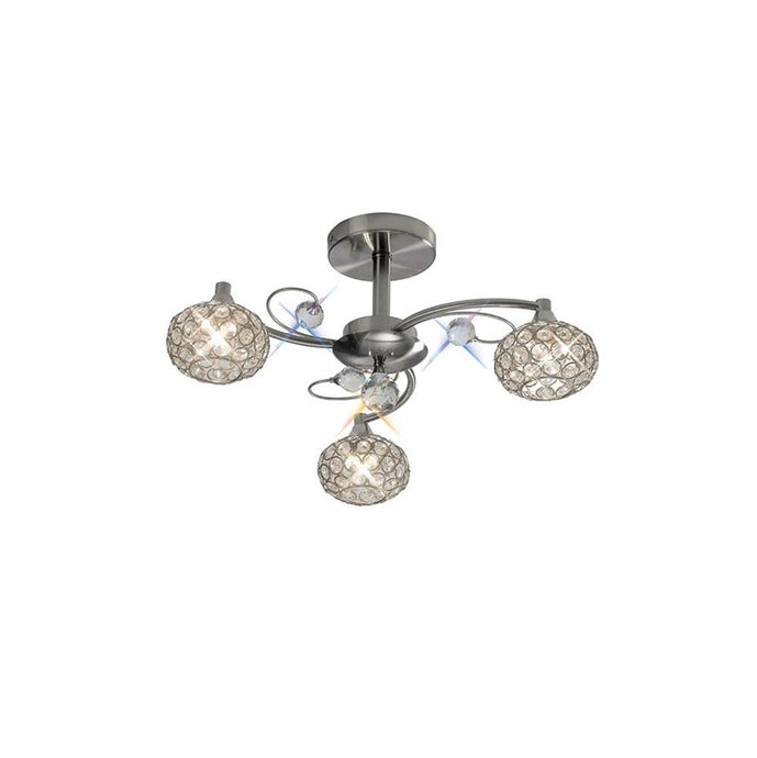 Diyas IL30933 Cara Semi Ceiling 3 Light Satin Nickel/Crystal - 20609