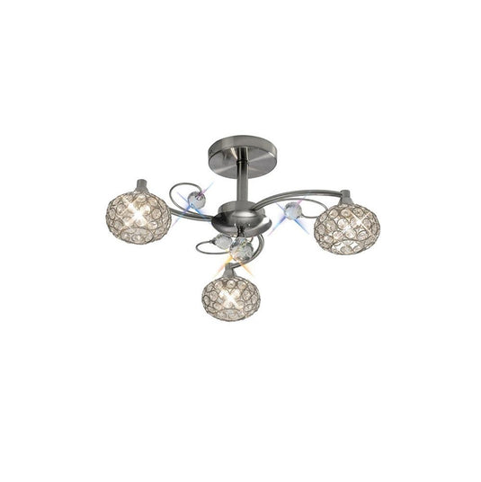 Diyas IL30933 Cara Semi Ceiling 3 Light Satin Nickel/Crystal - 20609