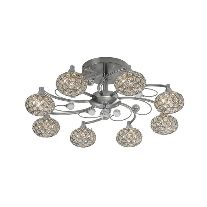 Diyas IL30938 Cara Semi Ceiling 8 Light Satin Nickel/Crystal - 38196
