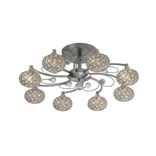 Diyas IL30938 Cara Semi Ceiling 8 Light Satin Nickel/Crystal - 38196