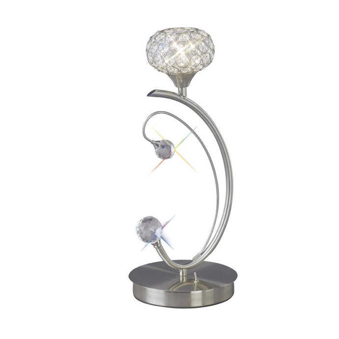 Diyas IL30939 Cara Table Lamp 1 Light Satin Nickel/Crystal - 38197