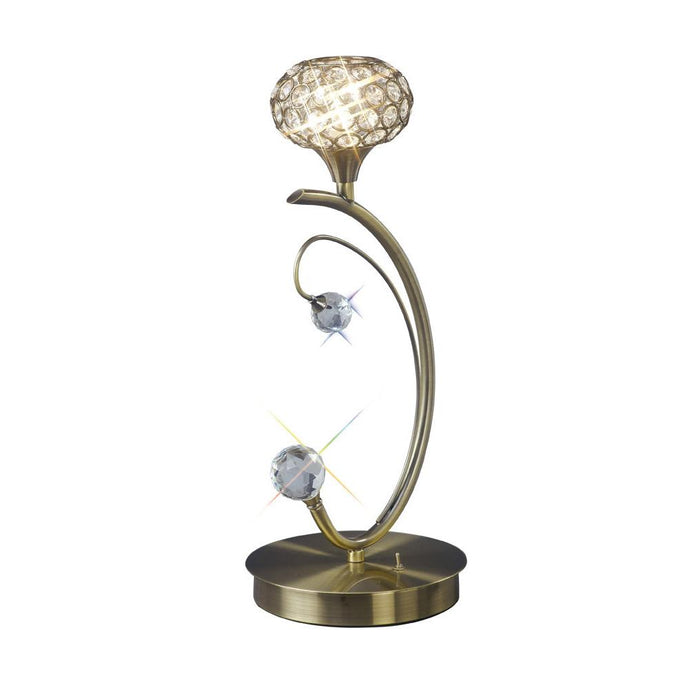 Diyas IL30949 Cara Table Lamp 1 Light Antique Brass/Crystal - 21226