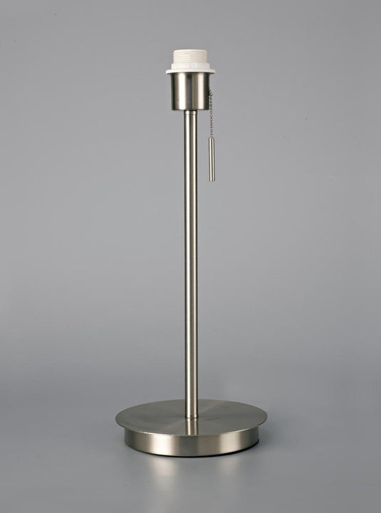 Deco D0374 Carlton Round Flat Base Large Table Lamp Without Shade, Switched Lampholder, 1 Light E27 Satin Nickel