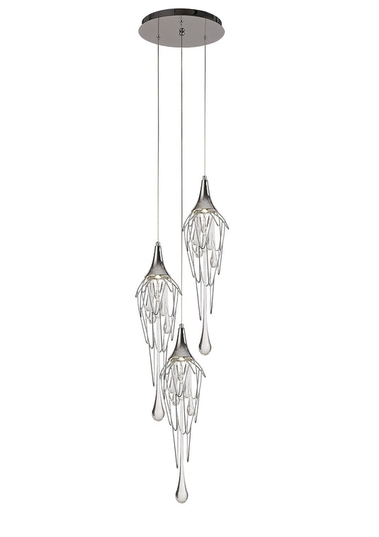 C-Lighting Cascada Pendant Round, 3 x GU10, Polished Chrome - 29287