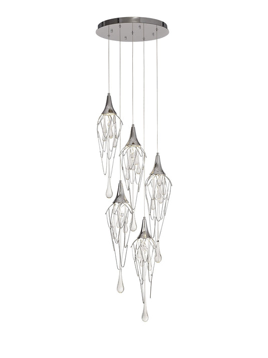 C-Lighting Cascada Pendant Round, 5 x GU10, Polished Chrome - 29288