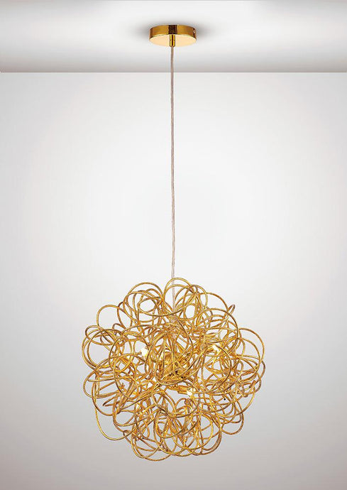 Deco D0091 Cassidy Pendant Round Interwinding Aluminium 6 Light G9 Gold