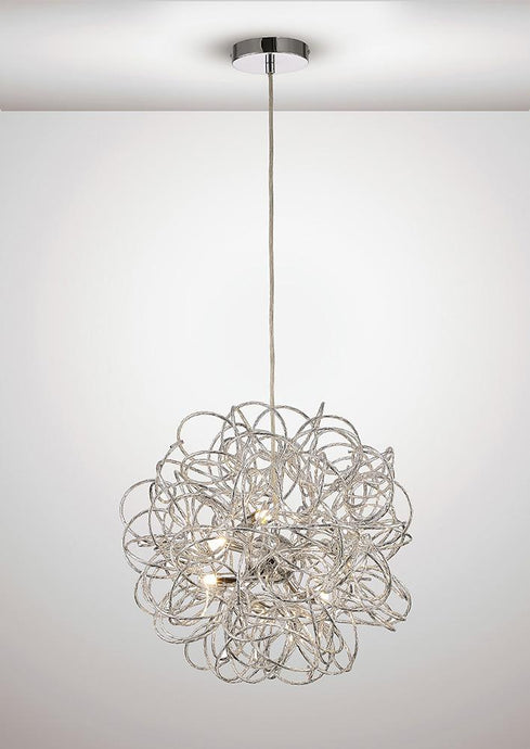 Deco D0092 Cassidy Pendant Round Interwinding Aluminium 6 Light G9 Silver/Chrome