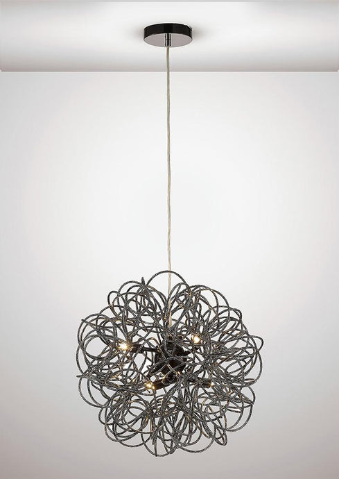 Deco D0093 Cassidy Pendant Round Interwinding Aluminium 6 Light G9 Black