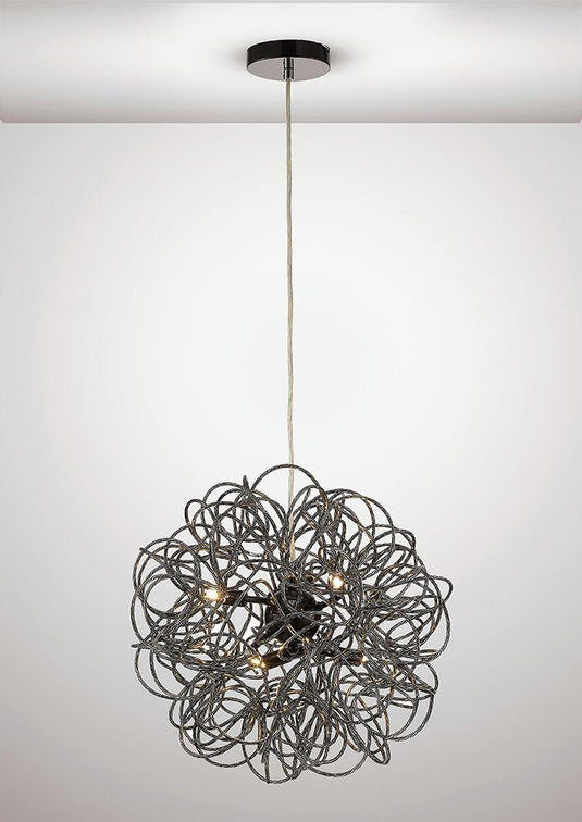 Deco D0093 Cassidy Pendant Round Interwinding Aluminium 6 Light G9 Black