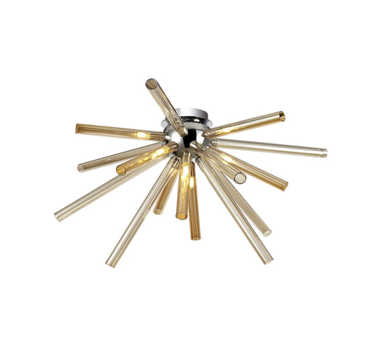 C-Lighting Castor Semi-Flush 8 Light G9, Amber & Champagne/Polished Chrome - 28969