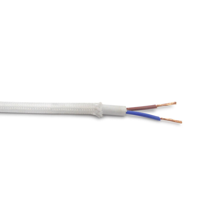 Deco D0199 Cavo 1m White Braided 2 Core 0.75mm Cable VDE Approved