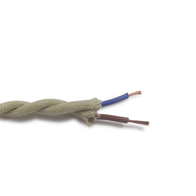 Deco D0243 Cavo 1m Cream Braided Twisted 2 Core 0.75mm Cable VDE Approved