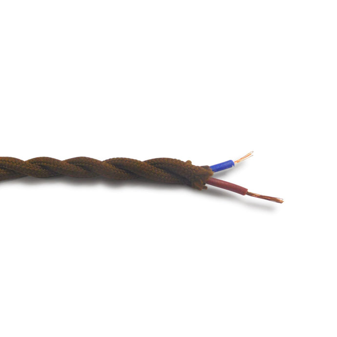 Deco D0244 Cavo 1m Brown Braided Twisted 2 Core 0.75mm Cable VDE Approved