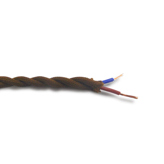Deco D0244 Cavo 1m Brown Braided Twisted 2 Core 0.75mm Cable VDE Approved