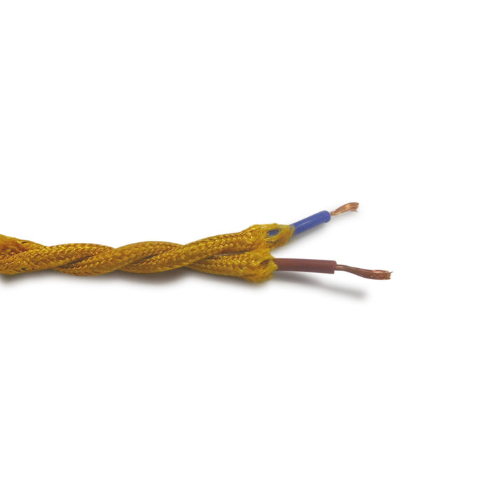 Deco D0245 Cavo 1m Gold Braided Twisted 2 Core 0.75mm Cable VDE Approved