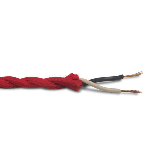 Deco D0247 Cavo 1m Red Braided Twisted 2 Core 0.75mm Cable VDE Approved