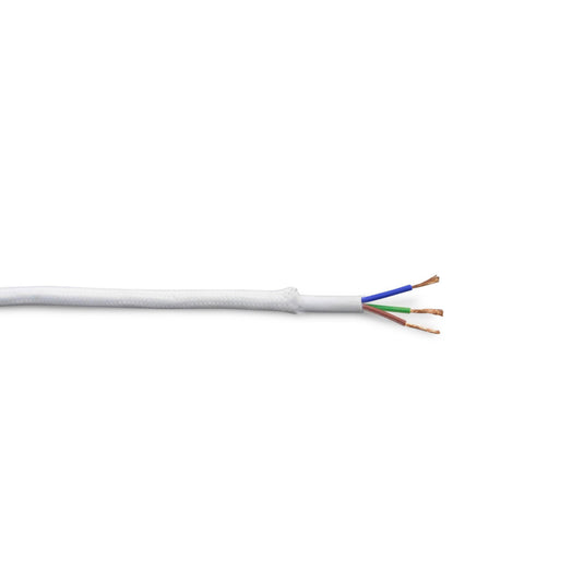 Deco D0423 Cavo 1m White Braided 3 Core 0.75mm Cable VDE Approved