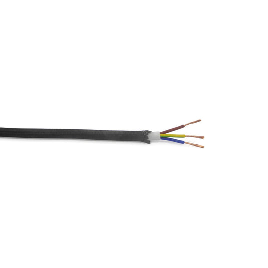 Deco D0424 Cavo 1m Black Braided 3 Core 0.75mm Cable VDE Approved