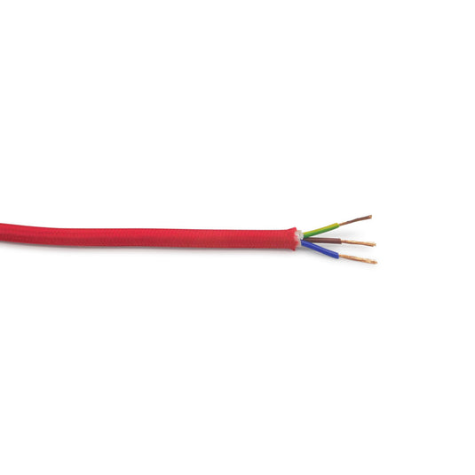 Deco D0425 Cavo 1m Red Braided 3 Core 0.75mm Cable VDE Approved