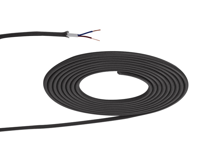 Deco D0519 Cavo 1m Grey Braided 2 Core 0.75mm Cable VDE Approved