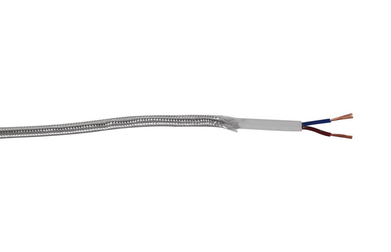 Load image into Gallery viewer, Deco D0520 Cavo 1m Silver Braided 2 Core 0.75mm Cable VDE Approved
