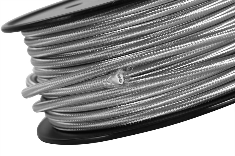 Load image into Gallery viewer, Deco D0520 Cavo 1m Silver Braided 2 Core 0.75mm Cable VDE Approved
