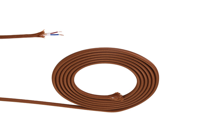 Deco D0521 Cavo 1m Dark Brown Braided 2 Core 0.75mm Cable VDE Approved