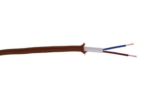 Deco D0522 Cavo 1m Red Brown Braided 2 Core 0.75mm Cable VDE Approved