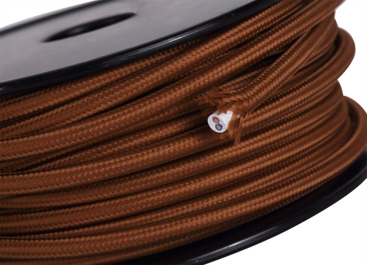 Deco D0522 Cavo 1m Red Brown Braided 2 Core 0.75mm Cable VDE Approved