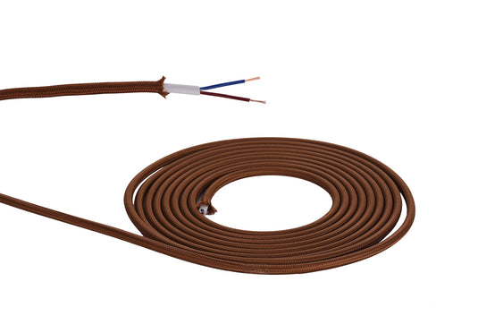Deco D0522 Cavo 1m Red Brown Braided 2 Core 0.75mm Cable VDE Approved
