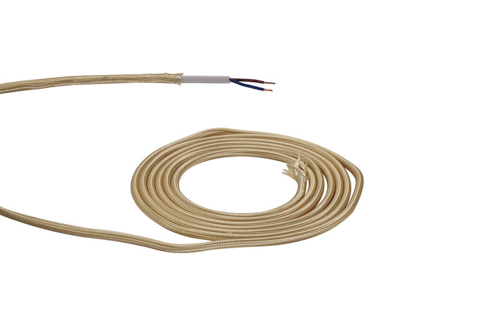 Deco D0523 Cavo 1m Gold Braided 2 Core 0.75mm Cable VDE Approved