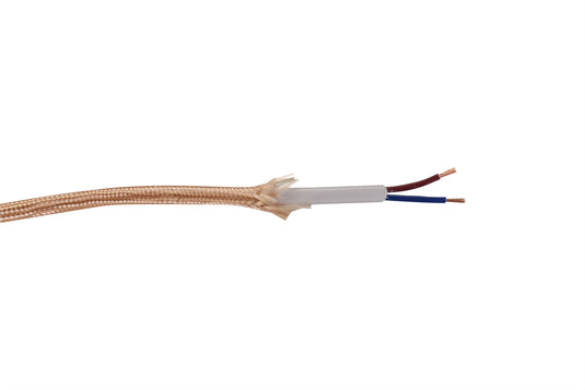 Deco D0525 Cavo 1m Rose Gold Braided 2 Core 0.75mm Cable VDE Approved