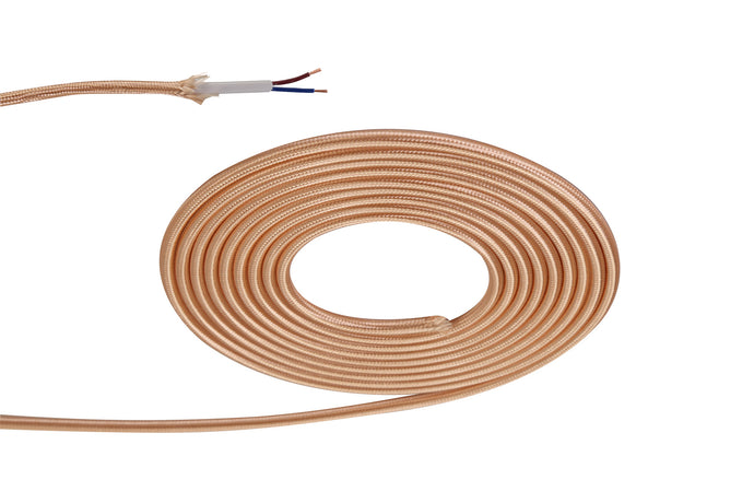 Deco D0525 Cavo 1m Rose Gold Braided 2 Core 0.75mm Cable VDE Approved