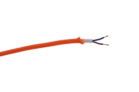 Deco D0526 Cavo 1m Orange Braided 2 Core 0.75mm Cable VDE Approved