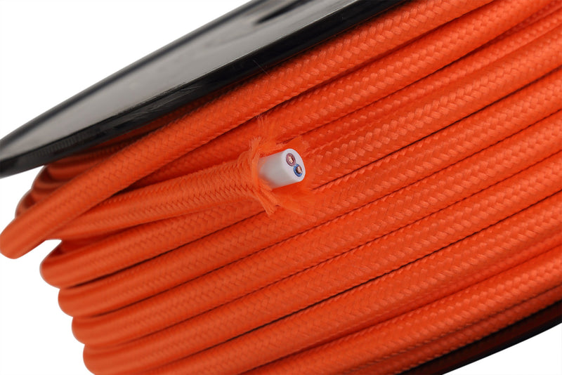 Load image into Gallery viewer, Deco D0526 Cavo 1m Orange Braided 2 Core 0.75mm Cable VDE Approved
