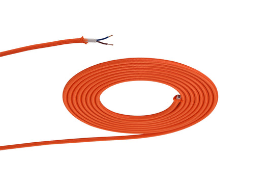 Deco D0526 Cavo 1m Orange Braided 2 Core 0.75mm Cable VDE Approved