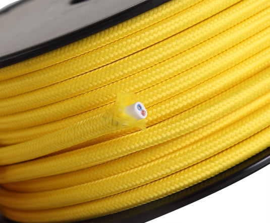 Deco D0527 Cavo 1m Yellow Braided 2 Core 0.75mm Cable VDE Approved