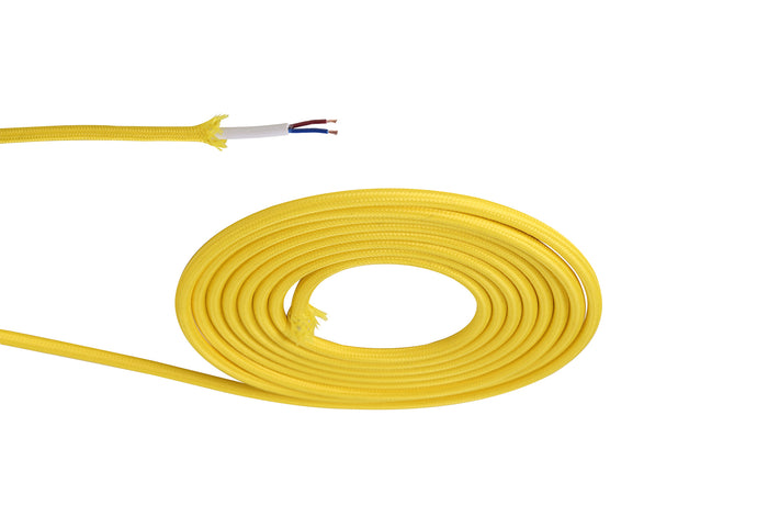 Deco D0527 Cavo 1m Yellow Braided 2 Core 0.75mm Cable VDE Approved