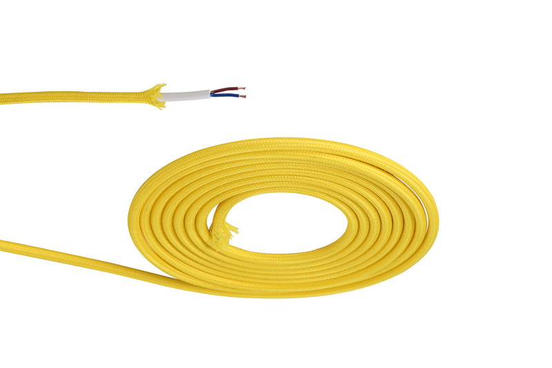 Load image into Gallery viewer, Deco D0527 Cavo 1m Yellow Braided 2 Core 0.75mm Cable VDE Approved
